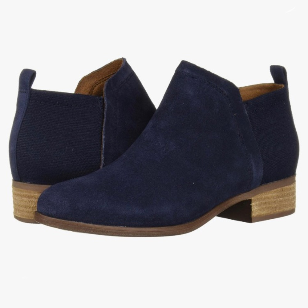 Toms Suede Navy Deia Ankle Boots